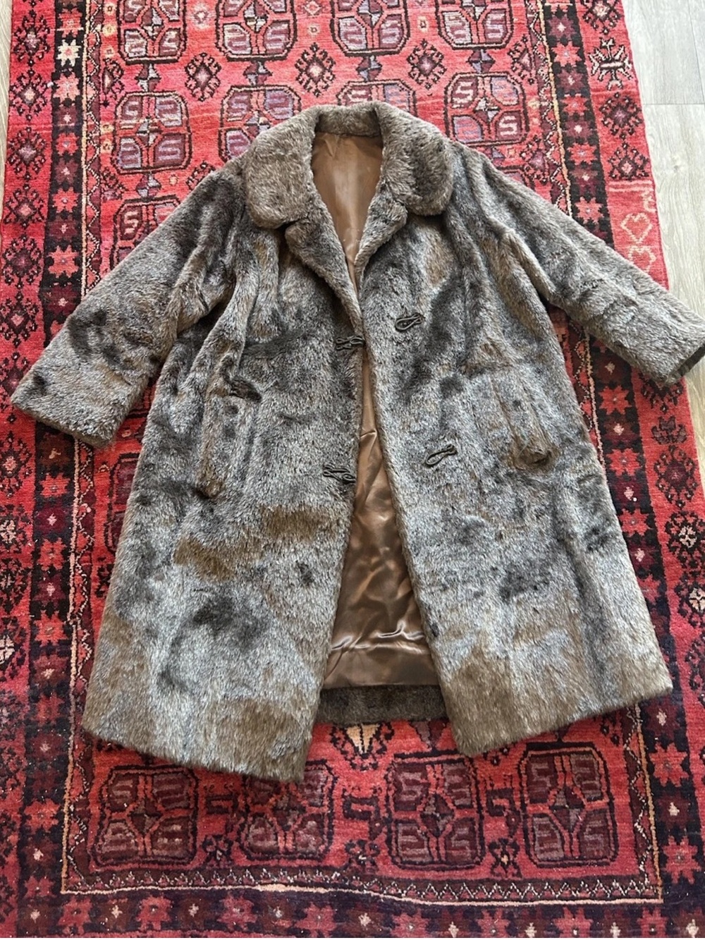 Womens Vintage Full Length Ranch Sheared Beaver Fur Coat Size S/M Brown Festival